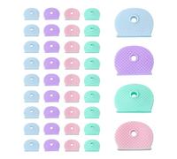 Lot de 40 coques de clés macaron - En silicone coloré - Élastiques - Pour clés de chambre - Convient pour la classification des clés de chambre (rose, vert, violet, bleu)