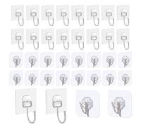 Lot de 40 crochets muraux adhésifs amovibles pour cuisine, salle de bain, douche, rénovation de la maison et utilisation en extérieur (7 x 7 cm) et moyen 6 x 6 cm