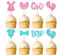 Lot de 40 décorations à paillettes pour cupcakes garçon ou fille - Onesie - Pour fête prénatale - Pour anniversaire d'enfant, révélation entre les sexes - Accessoires de décoration de gâteau