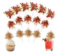 Lot de 40 décorations de cupcakes en feuille d'aluminium - Décorations de gâteaux scintillantes pour cocktail, fruits, cure-dents pour fête prénatale, anniversaire, mariage, remise de diplôme - Doré