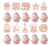 Lot de 40 décorations de gâteau d'anniversaire 50e anniversaire Hello 50 Straight Outta 1976 pour Happy 50th Birthday Best Wishes 50 ans - Décoration de gâteau pour anniversaire, mariage, anniversaire