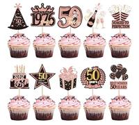Lot de 40 décorations de gâteau d'anniversaire 50e anniversaire Hello 50 Straight Outta 1976 pour Happy 50th Birthday Best Wishes 50 ans - Décoration de gâteau pour anniversaire, mariage, gâteau - Or