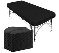 Lot de 40 draps-housses jetables pour table de massage avec élastique, doux et respirant, pour salon de beauté, hôtel, 220 x 100 cm (noir)