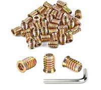 Lot de 40 écrous à visser M8 x 15 mm - Insert fileté en bois - Inserts filetés - Douilles filetées - Manchons à visser en zinc pour meubles en bois - Avec clé