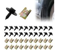 Lot de 40 écrous en tôle, Assortiment de vis, Clips de fixation, Assortiment Agrafes de Carrosserie, Ecrou Cage Voiture, U-Nuts de Panneau de Porte de Voiture, Pour voiture