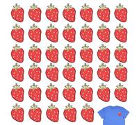 Lot de 40 écussons à broder au fer à repasser - Motif fraise - Pour réparation de vestes et jeans