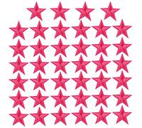 Lot de 40 écussons brodés à repasser ou à repasser - Accessoires de couture - 5 étoiles - Petits écussons brodés à coudre pour vêtements, vestes, chapeaux, chaussures, sacs à dos et jeans (rose rouge)