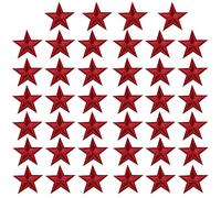 Lot de 40 écussons brodés à repasser ou à repasser - Accessoires de couture - 5 étoiles - Petits écussons brodés à coudre sur vêtements, vestes, chapeaux, chaussures, sacs à dos, jeans (rouge vin)