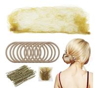 Lot de 40 épingles à cheveux blonds et 12 bandes - Bord élastique en maille pour chignons, épingles dorées en forme de U pour danseuses de ballet, infirmières et femmes
