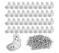 Lot de 40 équerres en L en acier inoxydable, supports d'angle à 90 degrés avec 80 vis