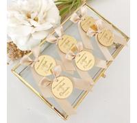 Lot de 40 étiquettes en acrylique avec effet miroir - Personnalisable - Pour mariage, fiançailles, anniversaire, Noël, baptême