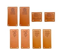 Lot de 40 étiquettes en cuir PU avec étiquettes faites à la main - Étiquette avec trous - Embellissement en relief - Pour jeans, sacs, chaussures, chapeaux, travaux manuels, tricot et crochet