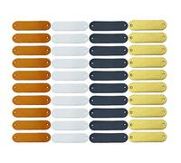 Lot de 40 étiquettes vierges en cuir synthétique avec trous en relief pour jeans, sacs, chaussures, chapeaux, travaux manuels, tricot, crochet, 4 couleurs