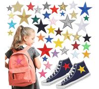 Lot de 40 étoiles thermocollantes - Étoiles colorées à repasser - Étoiles brodées - Applications brodées pour vêtements, t-shirts, vêtements, pantalons, jeans, chapeaux
