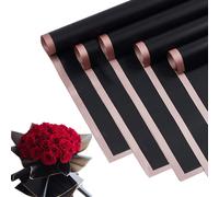 Lot De 40 Feuilles De Papier Cadeau De Fleurs Fraîches, Imperméables, Pour Bouquet De Fleurs Fraîches, Emballage Cadeau, Fournitures De Fleuriste Coréen, 57 X 57 Cm (Bord Or Rose, Noir)