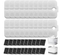 Lot de 40 filtres de rechange pour fontaine à eau pour chat | Pour fontaine à eau Petlibro PLWF005/PLWF105/PLWF115, avec 20 filtres à charbon actif, 20 pièces en mousse