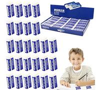 Lot de 40 gommes, gomme en plastique blanc avec texte gomme souple 2B très bien adaptée pour les crayons à papier, les écoles, les croquis, les peintures, les artistes(18 x 38 mm)