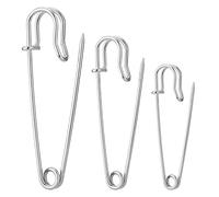 Lot de 40 grandes épingles à nourrice robustes assorties (5.1 cm, 6.3 cm, 7.6 cm), épingles à nourrice en fil d'acier inoxydable, travaux manuels, kilts