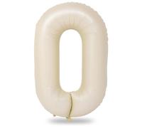 Lot de 40 grands ballons crème de 0 à 9 - Auto-gonflants en feuille d'aluminium - Chiffres blancs - Pour garçons, filles, hommes et femmes