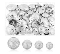 Lot de 40 grands boutons argentés à coudre, différentes tailles de boutons en métal, boutons vintage pour blazers, chemises, costumes, pantalons, uniformes, costumes pour femmes, manteaux en laine