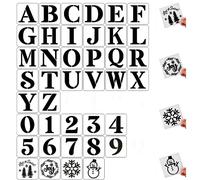 Lot de 40 grands pochoirs de lettres et chiffres de 15,2 cm en plastique réutilisables pour peinture sur bois, mur, tissu, pierre, tableau noir, panneaux, pochoirs de Noël