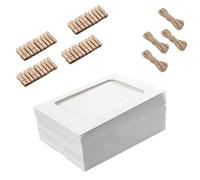 Lot de 40 guirlandes de photos de 15,2 cm avec 40 pinces en bois et 4 cordes pour mariage, anniversaire, décoration murale, affichage de photos, corde à suspendre