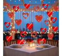 Lot de 40 guirlandes en Forme de cœur à Paillettes Rouges - Guirlande de cœurs - Bannière à Suspendre au Plafond - pour la Saint-Valentin, Noël, Mariage