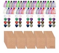 Lot de 40 jetons de poche avec cartes, pierres naturelles en forme de cœur, 8 styles, cadeau d'encouragement pour les relations longue distance, fête scolaire, cadeaux de mariage, 15 x 7,9 x 3 cm