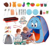 Lot de 40 jouets de camping pour enfants, y compris tentes de jeu, cuisinières de barbecue, prédiction de couper les jouets alimentaires, accessoires de barbecue de cuisine, combinaisons de jouets de