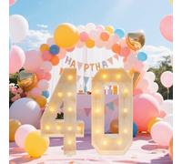 Lot de 40 lettres lumineuses à LED - 100 cm - Chiffres lumineux géants - Décoration d'anniversaire de mariage