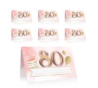 Lot de 40 marque-places 80 ans pour femme, format A6, design rose et or, marque-place d'anniversaire élégant avec espace pour nom invité