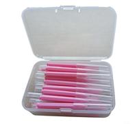 Lot de 40 mini brosses de nettoyage pour pommeau de douche pour enlever la saleté, le calcaire et la crasse des pommeaux de douche et petits appareils avec boîte de rangement de protection (rose clair