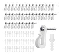Lot de 40 Mini Crochets à Visser Fairy Light, Crochets à vis Hanger pour Lumières Intérieur et Extérieur, Q Shape Crochets Guirlandes Lumineuses pour Suspendre Guirlande Décoration de Fête, Blanc