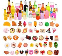 Lot De 40 Mini Jouets Alimentaires Pour Enfants,30 Pièces De Nourriture Et 10 Bouteilles D'Eau Dans Une Jolie Maison De Poupée Aléatoire,Jeu Alimentaire À Faire Soi-Même,Jouet De Cuisine,Cadeau