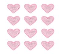 Lot de 40 mini patchs brodés en tissu en forme de cœur - À coudre soi-même - Accessoires de décoration - Décoration de réparation - Rose