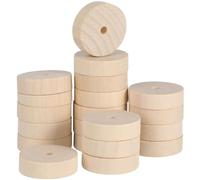 Lot de 40 mini roues en bois avec trou de 5 mm pour projets d'artisanat en bois