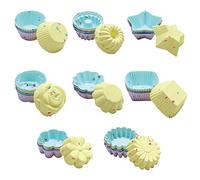 Lot de 40 moules en silicone pour muffins - 8 formes dont rond, carré, étoile, tournesol, rose, chrysanthème, fleur, citrouille