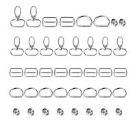 Lot de 40 mousquetons rotatifs de 2,5 cm - En D - Boucle coulissante - Pour cordon, bijoux - Argenté