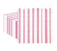 Lot de 40 nappes de table à rayures roses - 33 x 33 cm - Bord ondulé - Serviettes jetables en papier pour fêtes, préparations de mariage, anniversaires, décoration et dîner