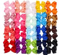 Lot de 40 nœuds à cheveux de 11,4 cm pour filles en ruban gros-grain avec pinces crocodiles pour bébés filles tout-petits enfants par paires