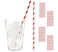 Lot de 40 pailles | 20 x 0,6 cm en papier rouge et blanc rayé | Pailles pliées | Design de Noël aspect sucre d'orge