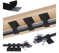 Lot de 40 paires de supports de câbles sous le bureau, 120 x 20 mm, clips auto-agrippants réglables, organiseur de bureau réutilisable pouvant contenir jusqu'à 15 câbles pour téléphones et appareils