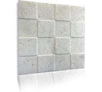 Lot de 40 panneaux 3D en polystyrène, panneaux de plafond, béton blanc, aspect béton, panneaux muraux, décorations, plafonds, revêtement mural, 3 mm d'épaisseur, 50 x 50 cm, 10 m² (12027)