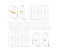 Lot de 40 Panneaux en Acrylique Transparent avec Support de 40 Cartes Vierges en Acrylique arquées avec Dessus Rond pour Noms d'invités, numéros de Table pour décoration de fête de Mariage, événement