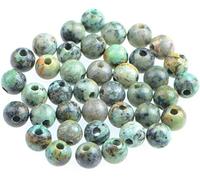 Lot de 40 perles rondes en pierre précieuse naturelle de 8 mm, grand trou de 2,5 mm, turquoise africaine