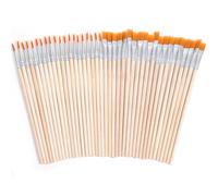 Lot de 40 petits pinceaux en nylon à tête plate et ronds pour salle de enfants, aquarelle, toile, visage, couleur bois