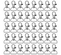 Lot de 40 pièces mousquetons porte-clés gris, pivotant à 360°, mousquetons avec anneau en D pour sacs, clips de cordons porte-clés, anneaux porte-clés, chaînes pour chiots