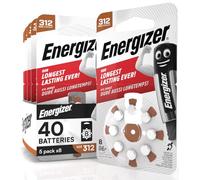 Lot de 40 piles auditives Energizer pour appareils auditifs pour écouteurs taille 312 marron avec technologie PowerSeal - 5 plaquettes de 8 piles