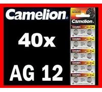 Lot de 40 piles bouton AG12 LR43 186 386 GP86A SR43W CAMELION