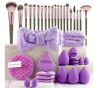 Lot de 40 pinceaux de maquillage professionnels - Mélange de fond de teint - Éponges et applicateurs de qualité supérieure - Violet